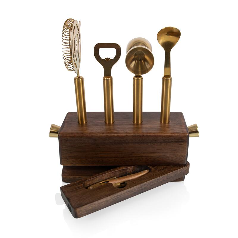 Legacy Sidecar 5-Piece Bar Tool Set, (Acacia Wood)