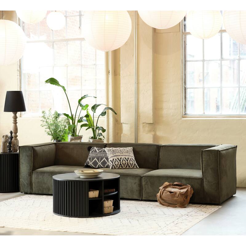 Rye Studio Deep Seat Modular Sofa - 3 Piece - Olive Green Corduroy