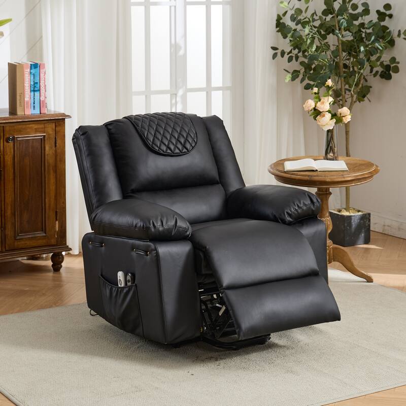 PU Leather Power Lift Recliner - Electric Heat & Massage Chair, Remote Control, Wide Seat - Elderly Comfort Assistive Recliner