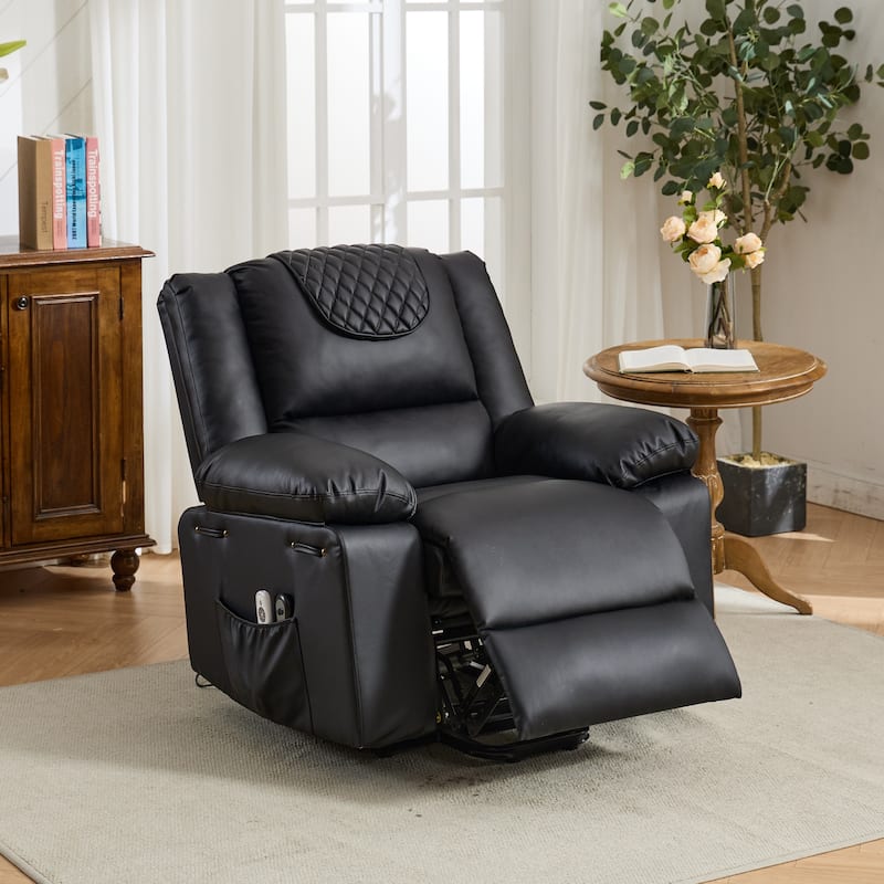 PU Remote-Controlled Heating and Massage Assistive Recliner for Seniors