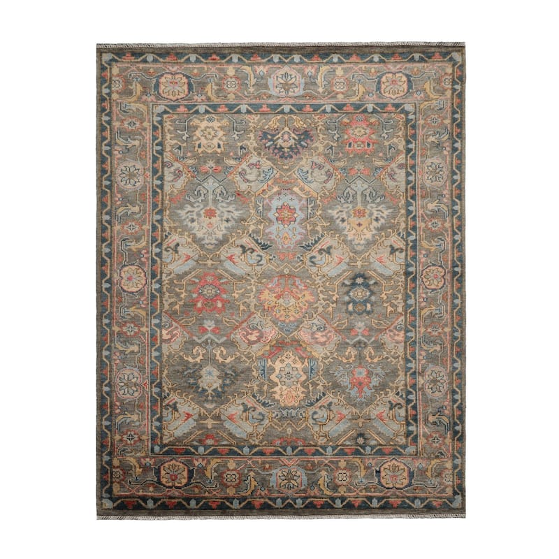 Hand Knotted Arts & Craft Mossy Gray Turkish Oushak 100% Wool Area Rug