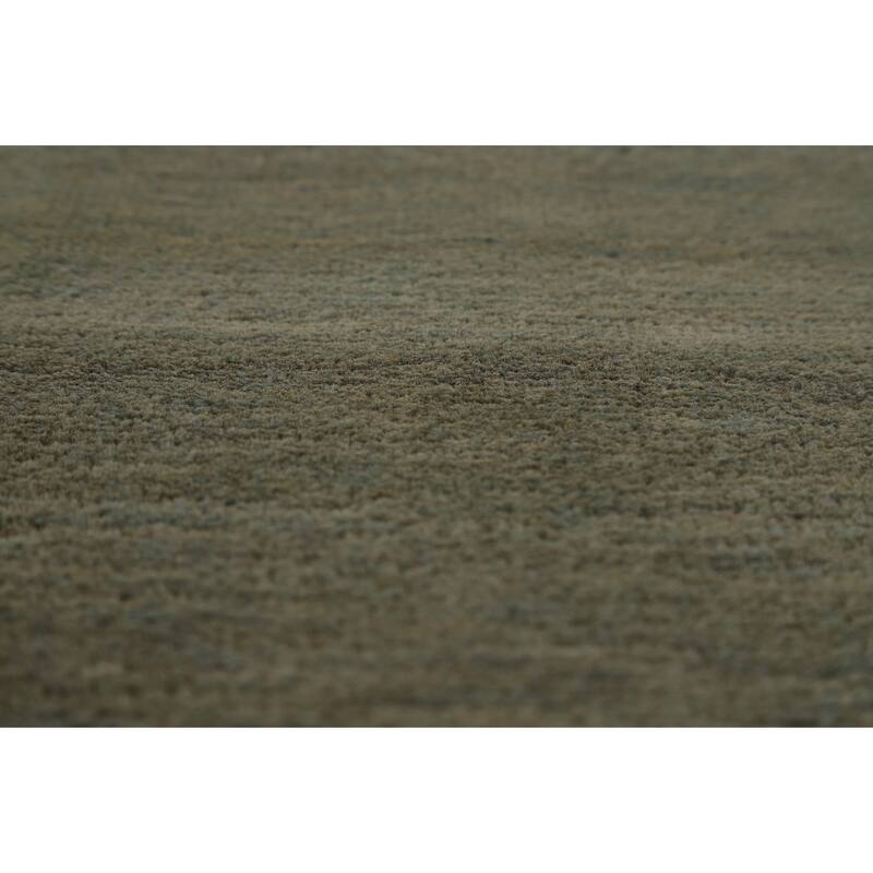 Sage Green Solid Gabbeh Modern Area Rug Hand-Knotted Wool Carpet - 6'10" x 9'5"