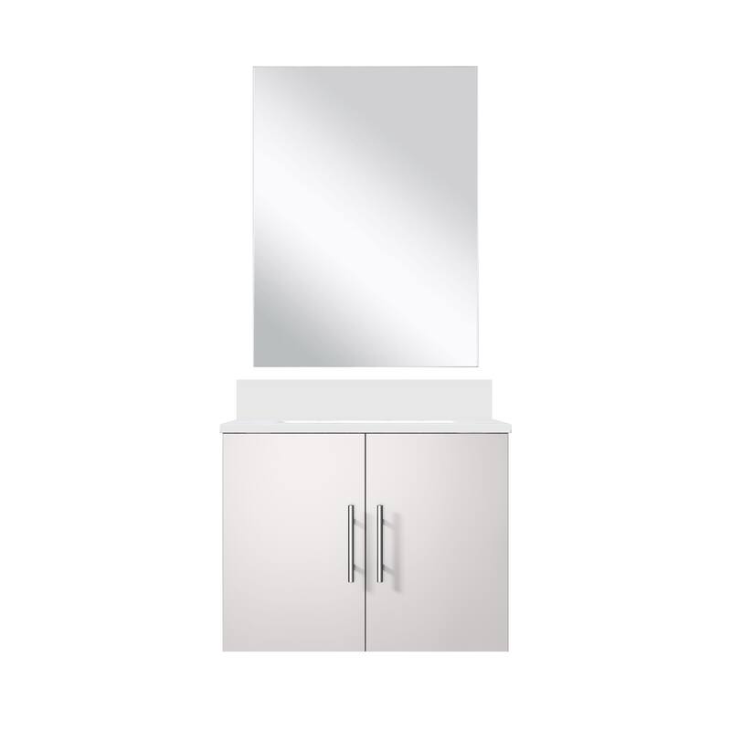 Bathroom Vanity Set with Marble Top, Single Hole Faucet, Mirror Included, Stainless Steel - no Faucet,Glossy White,Cultured Marble Countertop - Glossy White