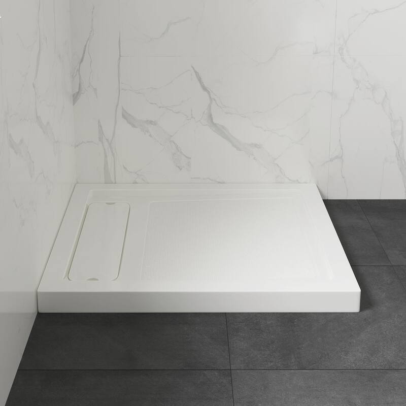 Adena White Shower Base 60x36 in white - 36 x 32 x 2.8 inches - Side Hidden