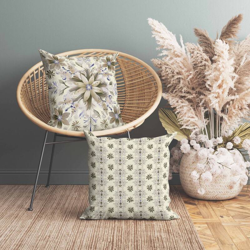 Snowy Crest Faux Suede Reversible Throw Pillow Beige and Olive
