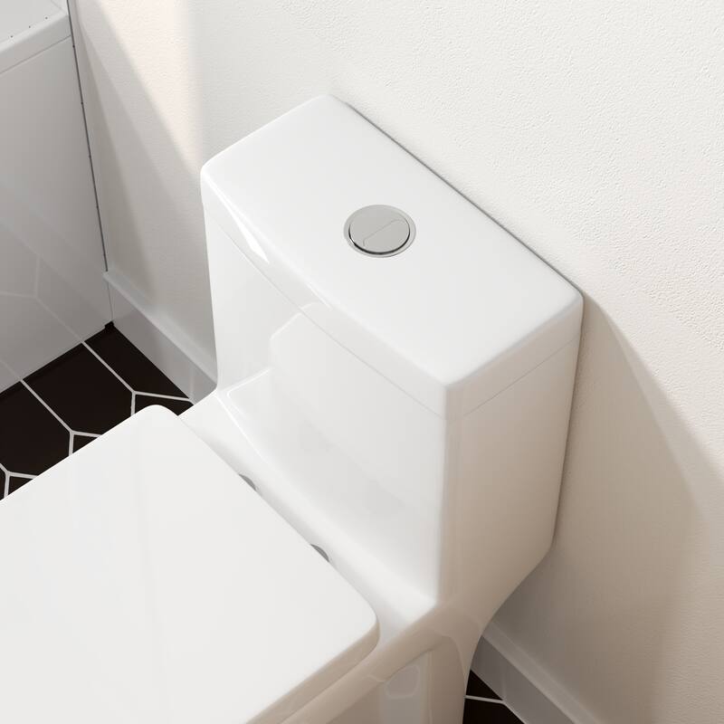 1 Piece Dual Flush Toilet White 0.8 1.28 GPF Seat Included