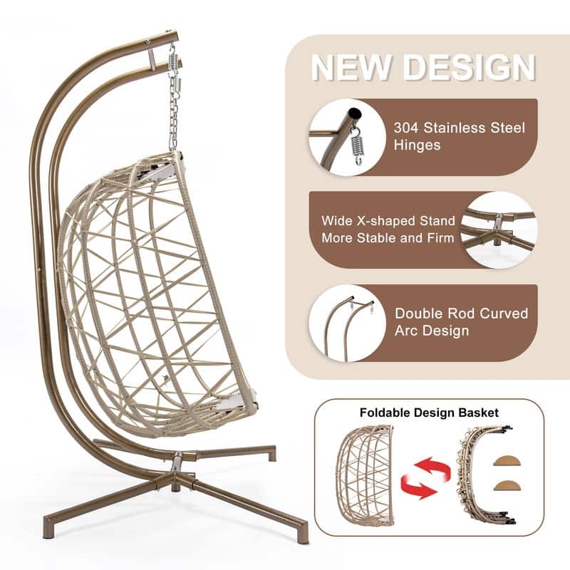 Patio Outdoor Indoor Wicker Double Swing Egg Chair with Stand On Sale