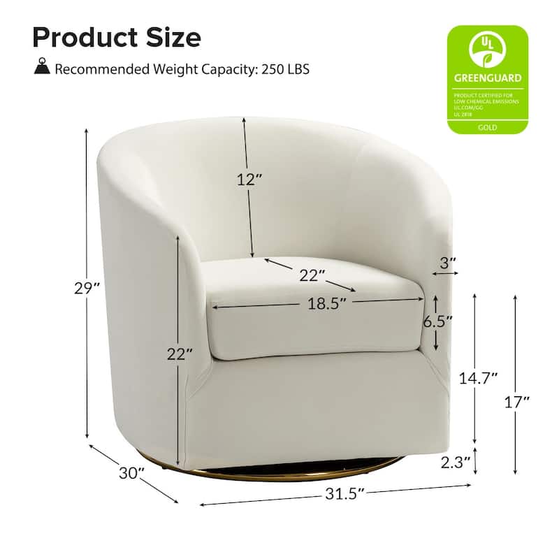 Eleuterio Modern Velvet Curved Swivel Accent Barrel Chair with Metal Base by HULALA HOME
