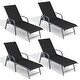 preview thumbnail 32 of 72, Outdoor Patio Lounger Aluminum Adjustable Chaise Lounge Chairs with Arms (Set of 2/4) - See Picture Black, 4PCS