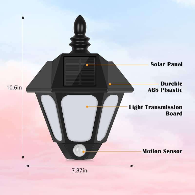 2 Pack Solar Outdoor Wall Lights with Motion Sensor - 2-PCS