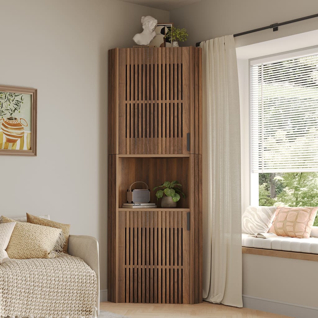 Tall Corner Storage Cabinet with Doors