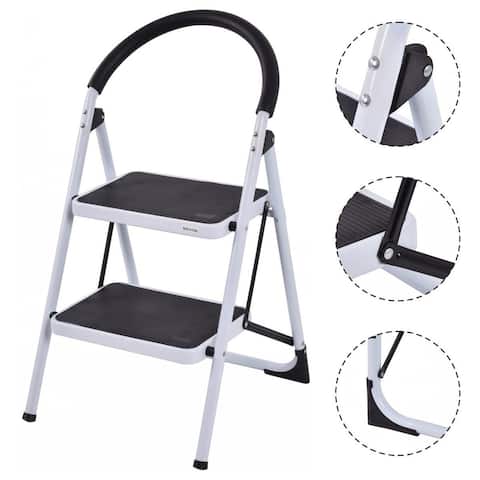 Costway 2 Step Ladder Folding Stool Heavy Duty 330Lbs Capacity