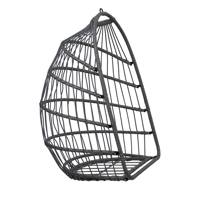 Outdoor Hammock Egg Chair with Stand, Patio Wicker Foldable Swing Chair Hanging Chair with Washable Cushion
