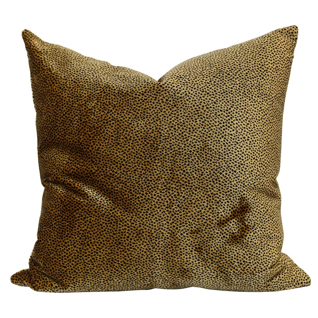 Harp & Finial Almas Pillow - Down Feather Insert - Cheetah Print Velvet