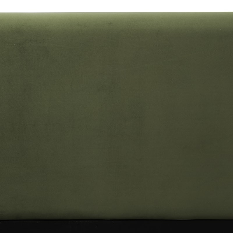 Queen Size Platform Bed with Velvet Fabric, Upholstered Bed with Curve Design Thick Headboard, Olive Green