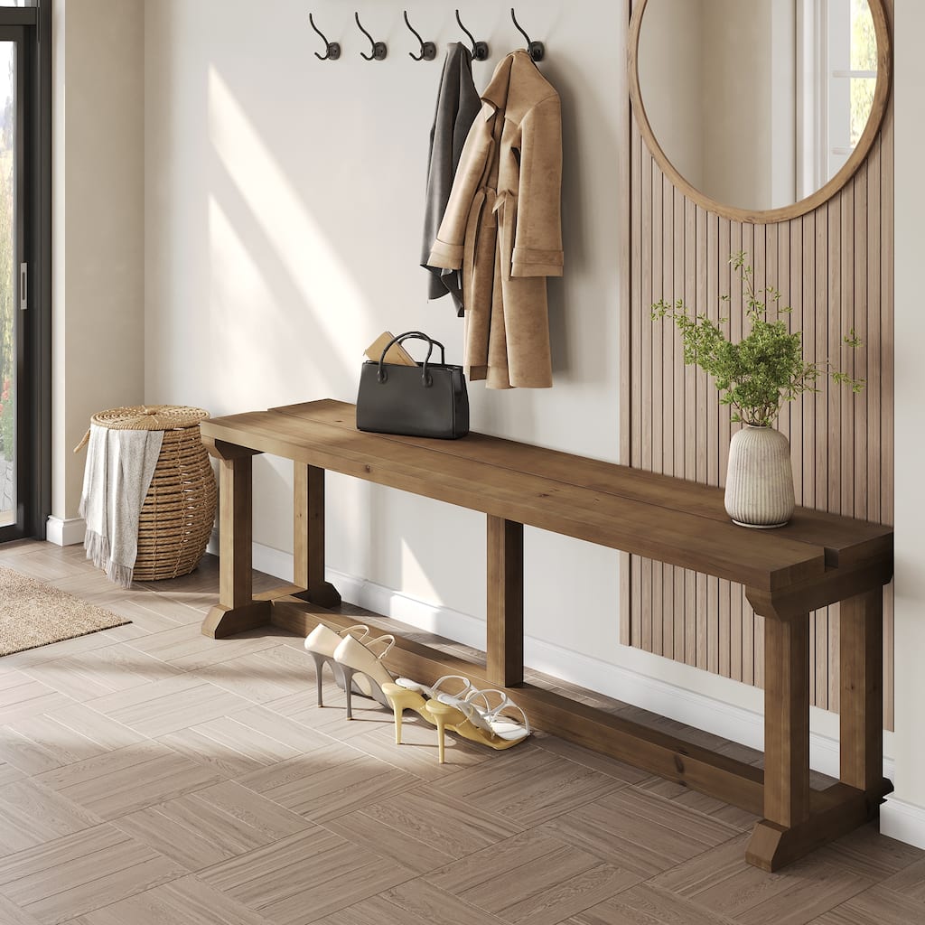 Entryway Bench Dining Bench Solid Wood 59-inch End of Bed Bench