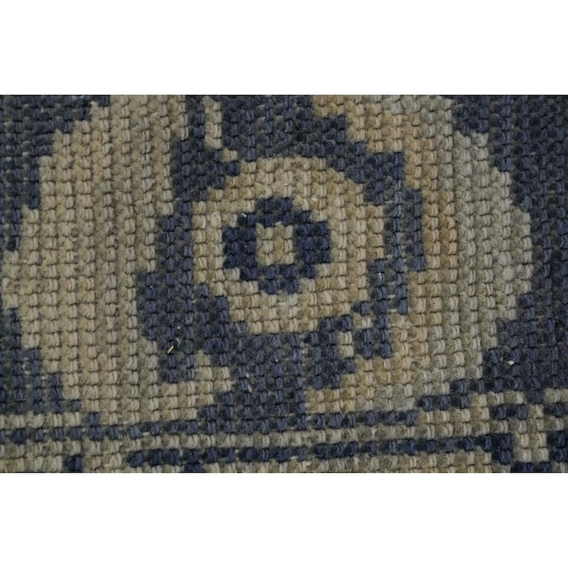 Hand Knotted Oriental 100% Wool Carpet Transitional All-Over Beige & Ivories Oushak Runner Rug - 12' 4'' X 2' 9''