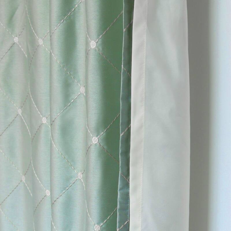 Serenta Doris Diamond Embroidery Light Reducing Faux Silk Curtain