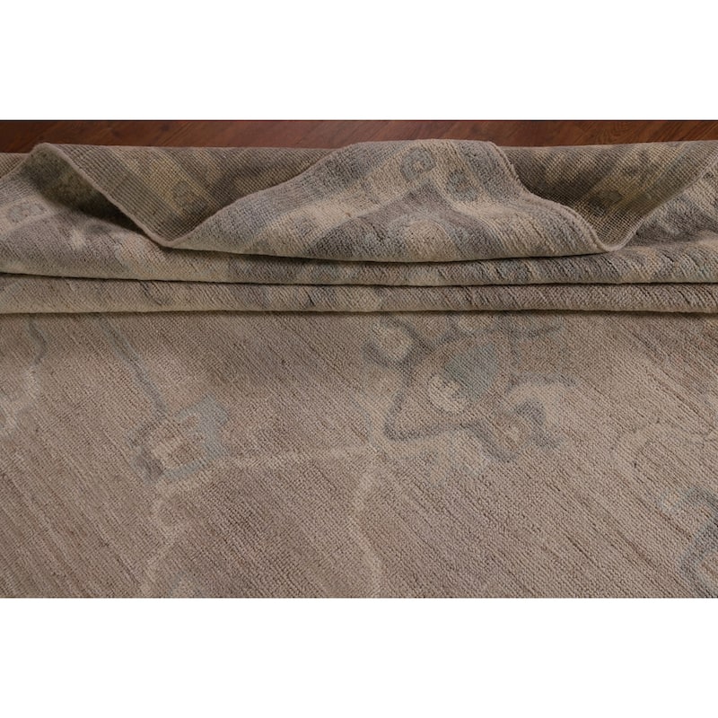 Vegetable Dye Oushak Oriental Area Rug Handmade Floral Wool Carpet - 8'9" x 11'7"