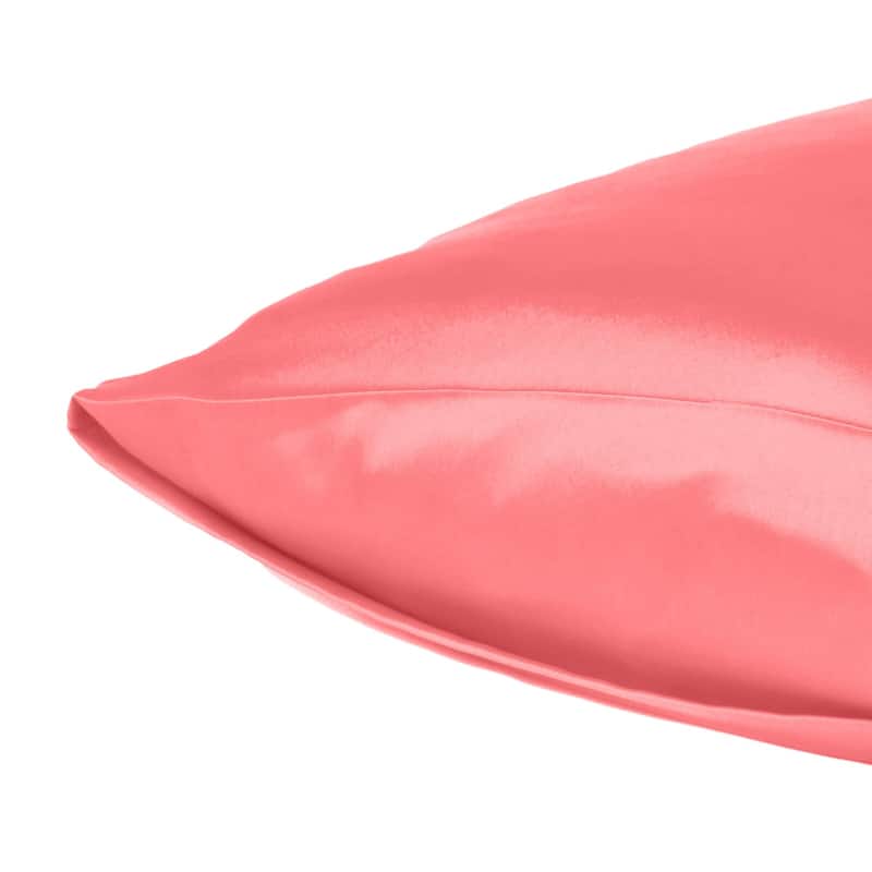 HomeRoots Coral Dreamy Set Of 2 Silky Satin Standard Pillowcases