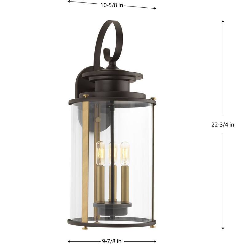 Squire Collection Three-Light Large Wall Lantern - 22.370" x 13.250" x 12.620"