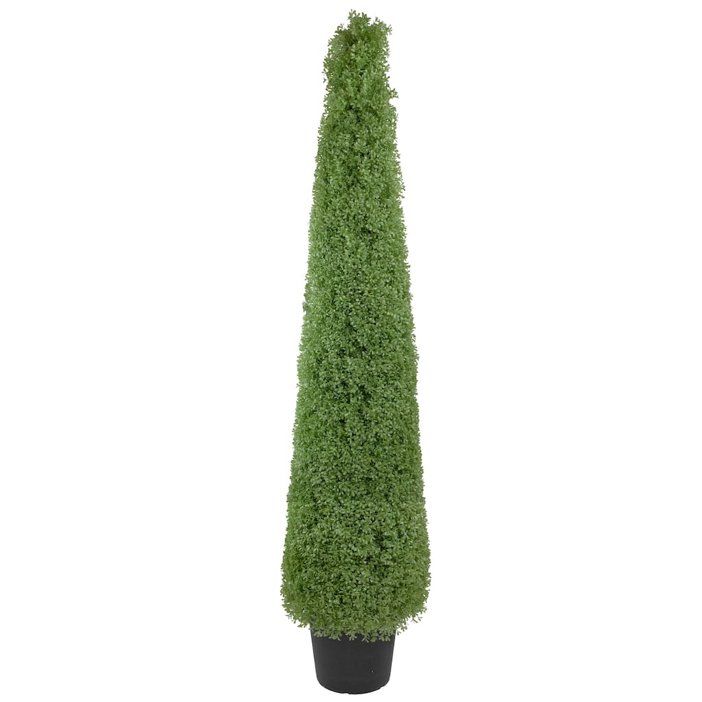 6' Artificial Boxwood Cone Topiary Tree with Round Pot Unlit