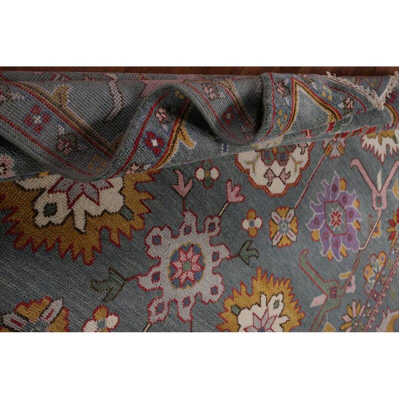 All-Over Gray Oushak Oriental Area Rug Handmade Wool Carpet - 9'3" x 11'7"