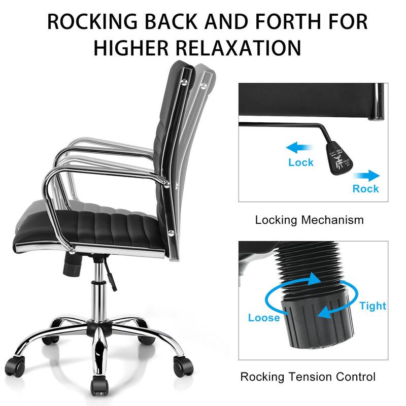 Gymax PU Leather Office Chair High Back Conference Task Chair