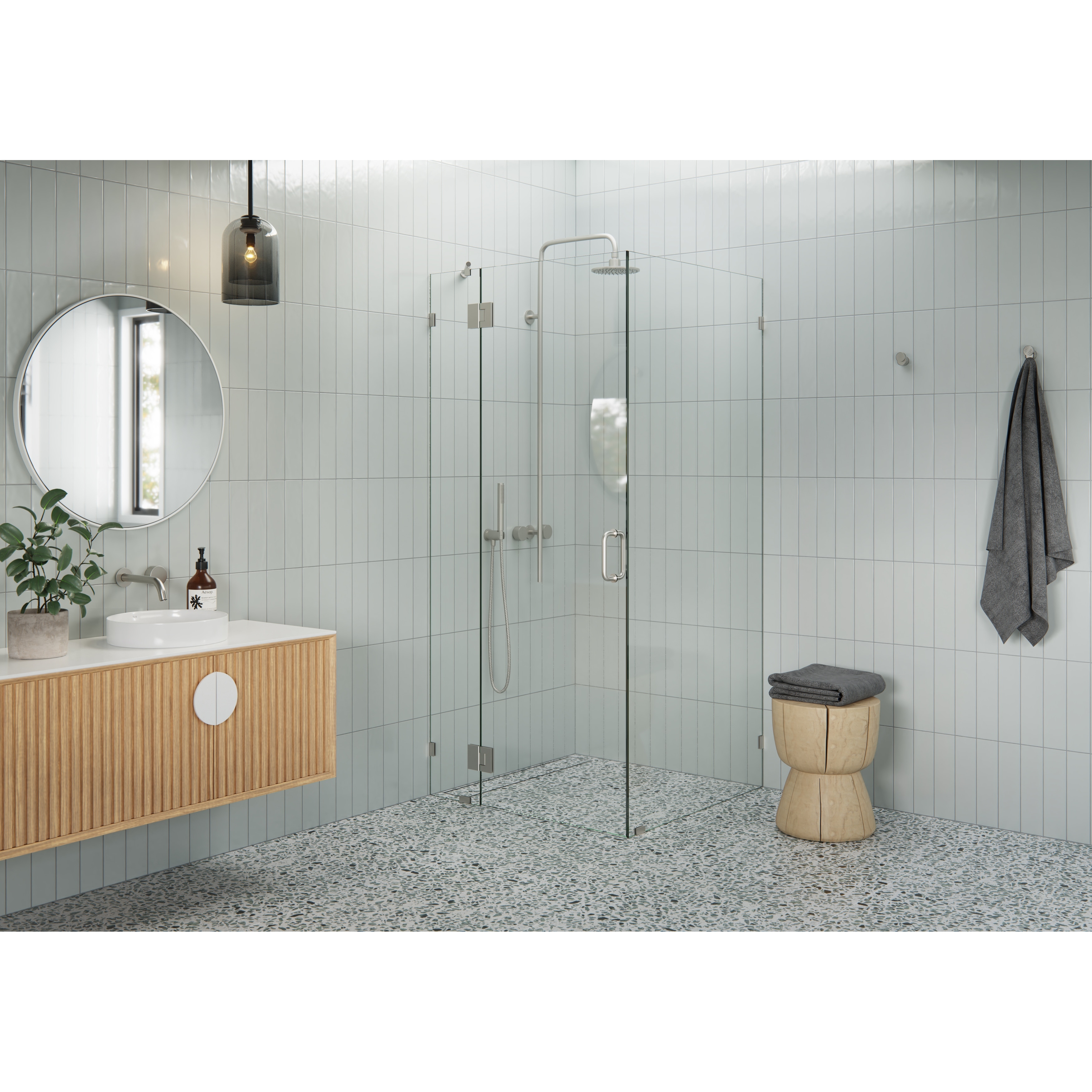Glass Warehouse 78" x 35" x 36" Frameless 90 Degree Shower Enclosure - Glass Hinge