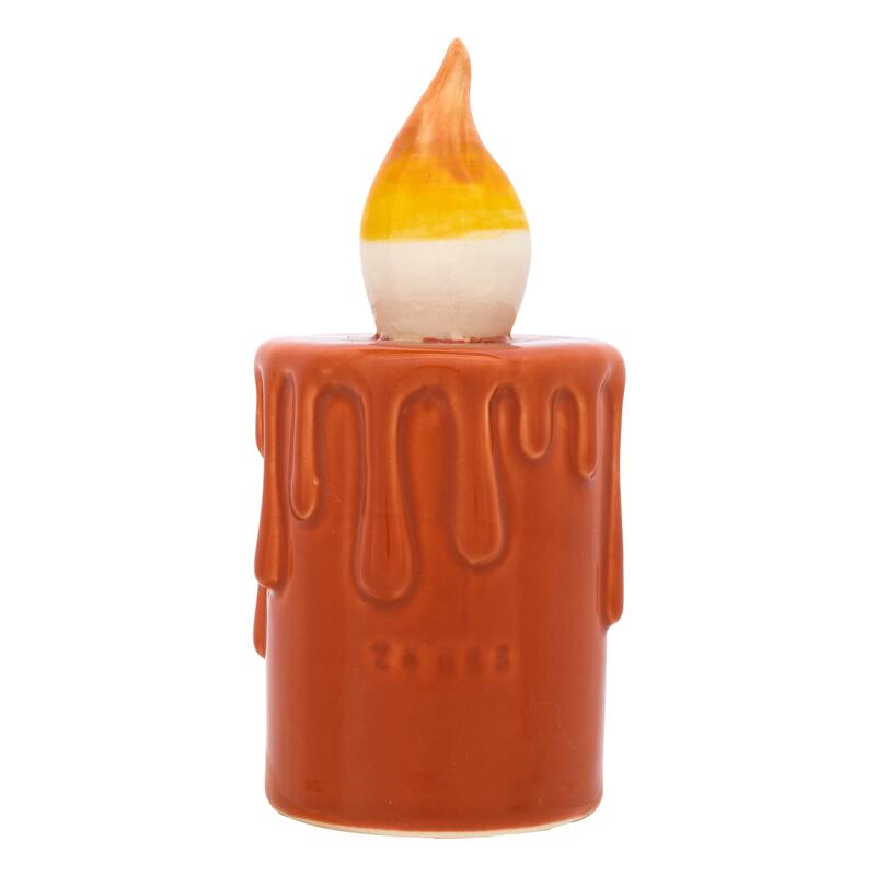 National Tree Company 7" Orange Halloween Porcelain Candle (Set of 2) - 7 in