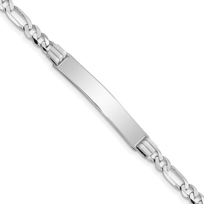 Curata 7mm 14k White Gold Engravable Figaro Link ID Bracelet