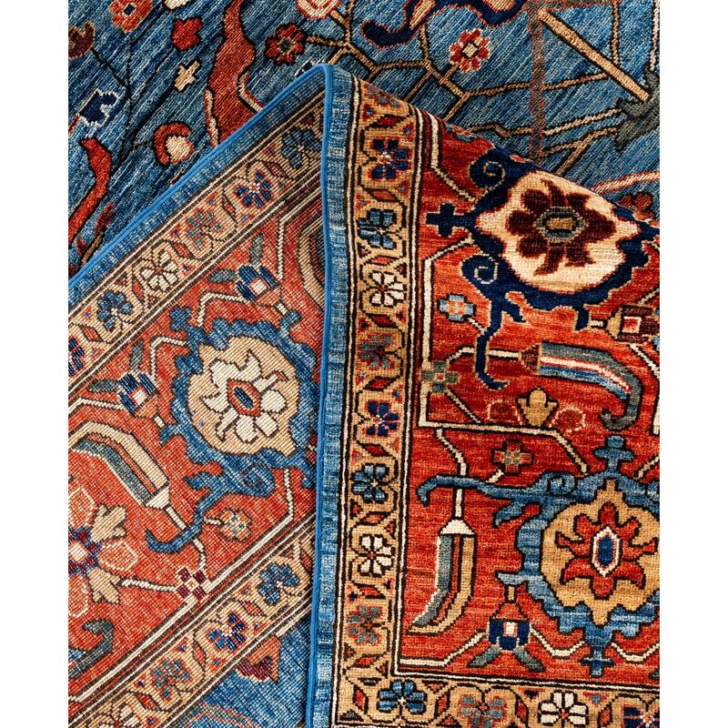 Serapi One-of-a-Kind Hand-Knotted Area Rug - Blue - 9' 0" x 11' 11"