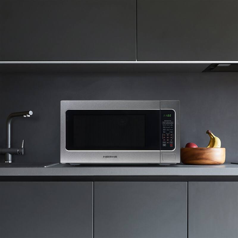 Farberware Professional 2.2 Cu. Ft. 1200-Watt Microwave Oven with Smart Sensor Cooking, Stainless Steel
