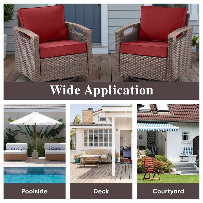 Pocassy Outdoor Brown Wicker Funitre with Cushion Set
