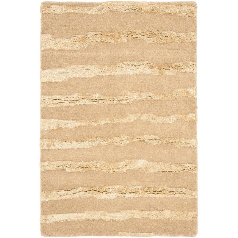 SAFAVIEH Handmade Soho Vitaliana Stripes N.Z. Wool Rug - 2' x 3' - Beige/Gold - Rectangle
