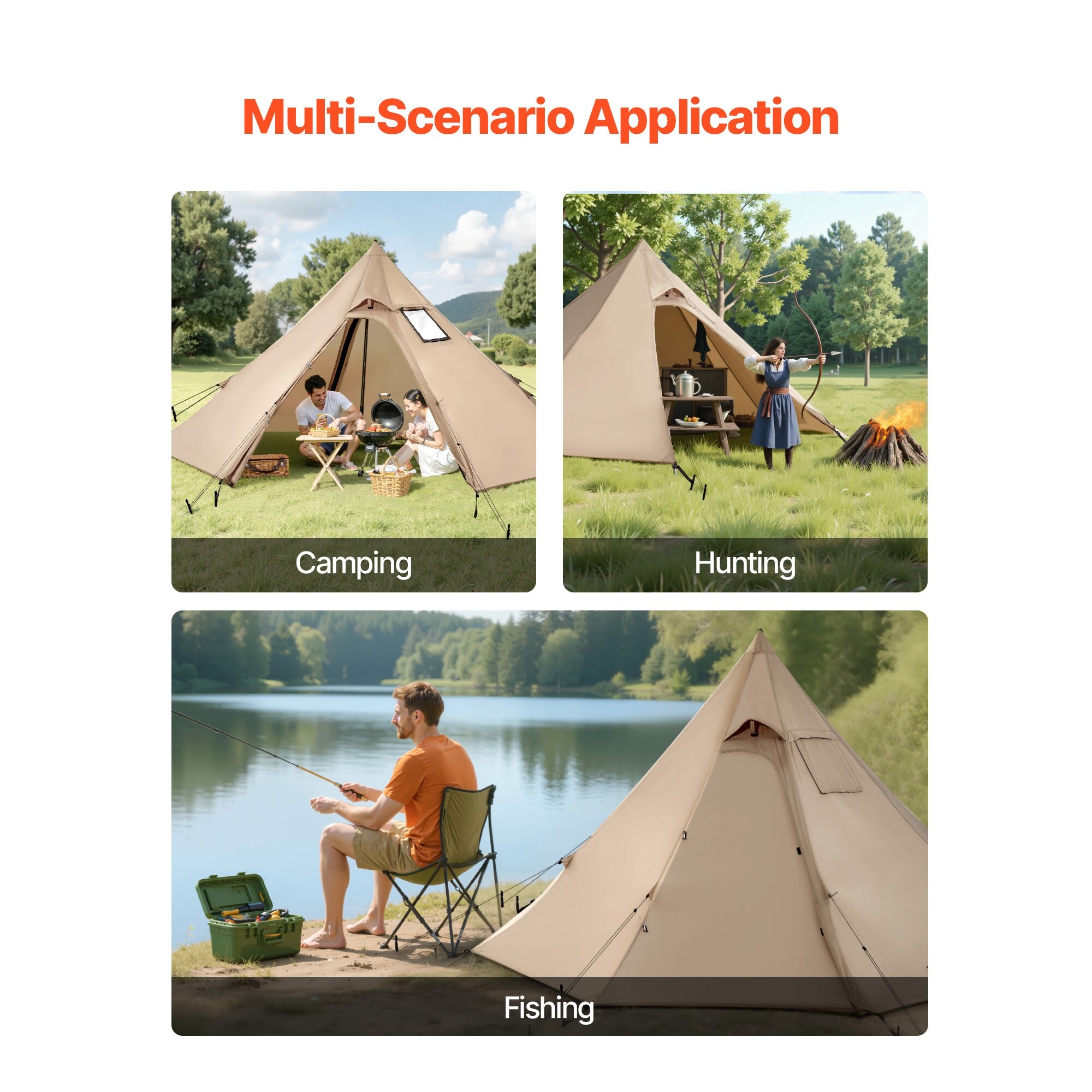 UIMOSO Hot Tent for 2 Persons, Portable Winter Tipi Tent with