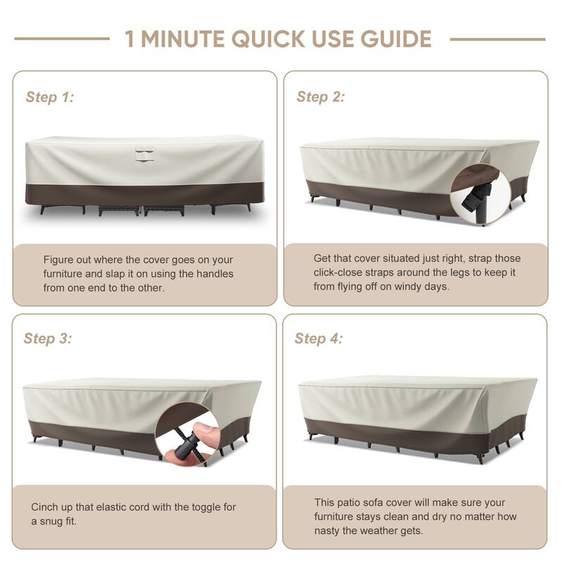 Meyreso Waterproof Heavy Duty Patio Furniture Cover, 600D Oxford, Breathable & Windproof