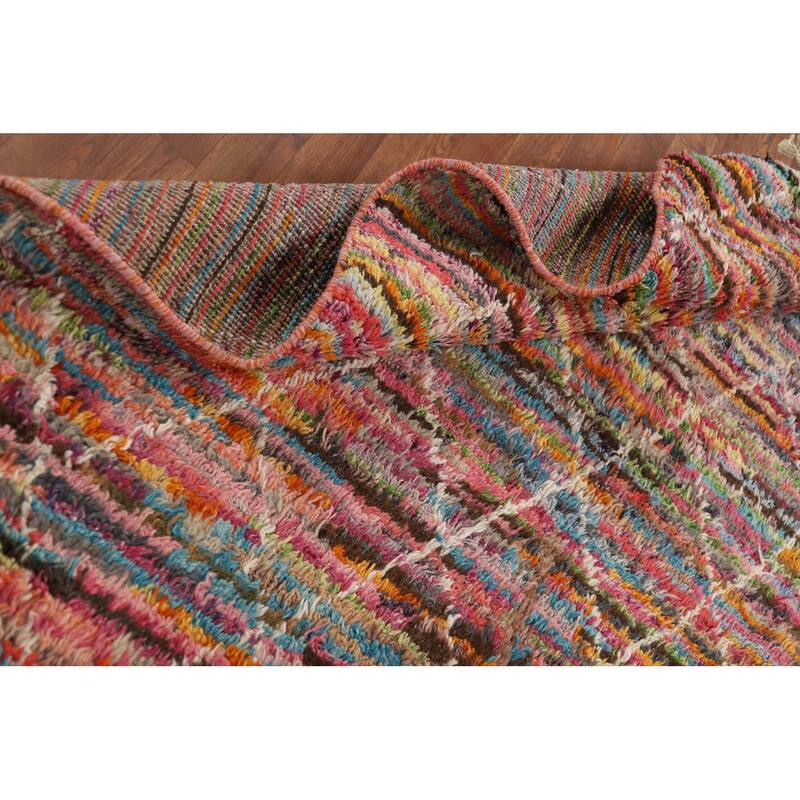 All-Over Trellis Moroccan Area Rug Hand-Knotted Wool Carpet - 5'9" x 10'0"