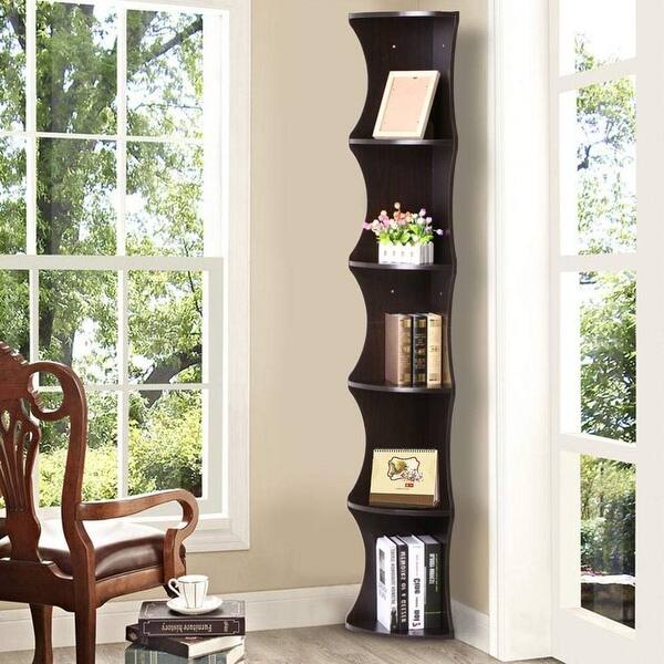 Shop 5 Tier Brown Round Wall Corner Shelf Stand Storage Skinny