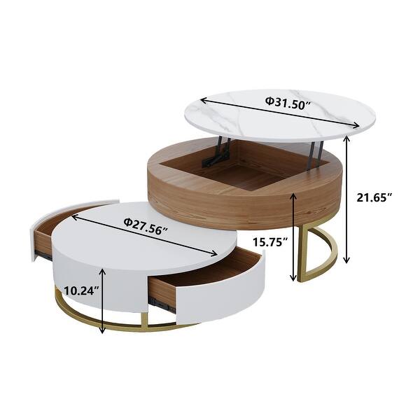 Round Coffee Table White with Storage LiftTop Wood Coffee Table Lifts