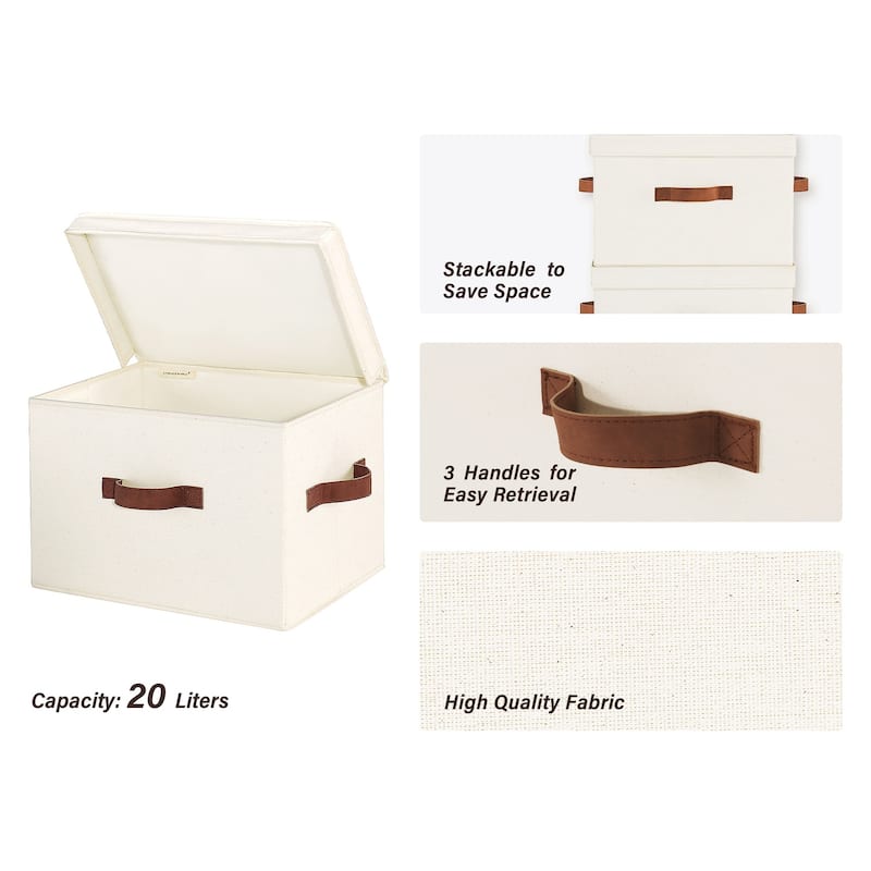 2-Pack Closet Storage Bin with Lid and Handle, Large Fabric Storage Box for Clothes, Towels, Toys, Shoes