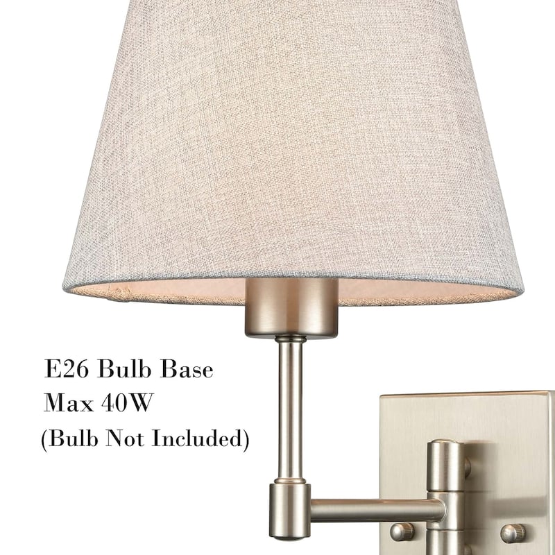 Udine Traditonal 2-Pack Plug in Wall Lights Fabric Shade Swing Arm Wall Lamps