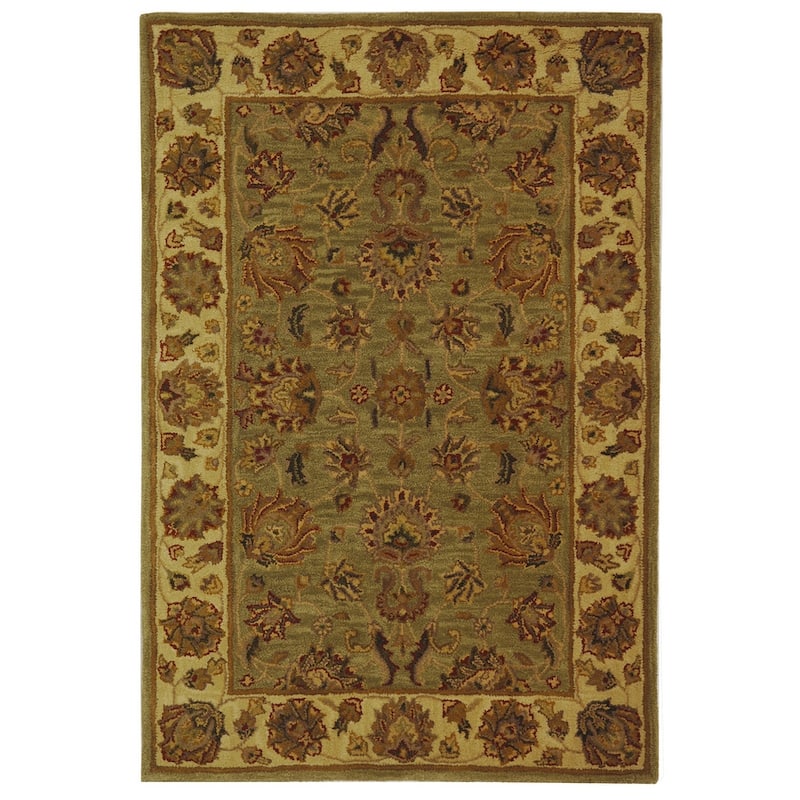 SAFAVIEH Handmade Heritage Kimono Traditional Oriental Wool Rug - 4' x 6' - Green/Gold