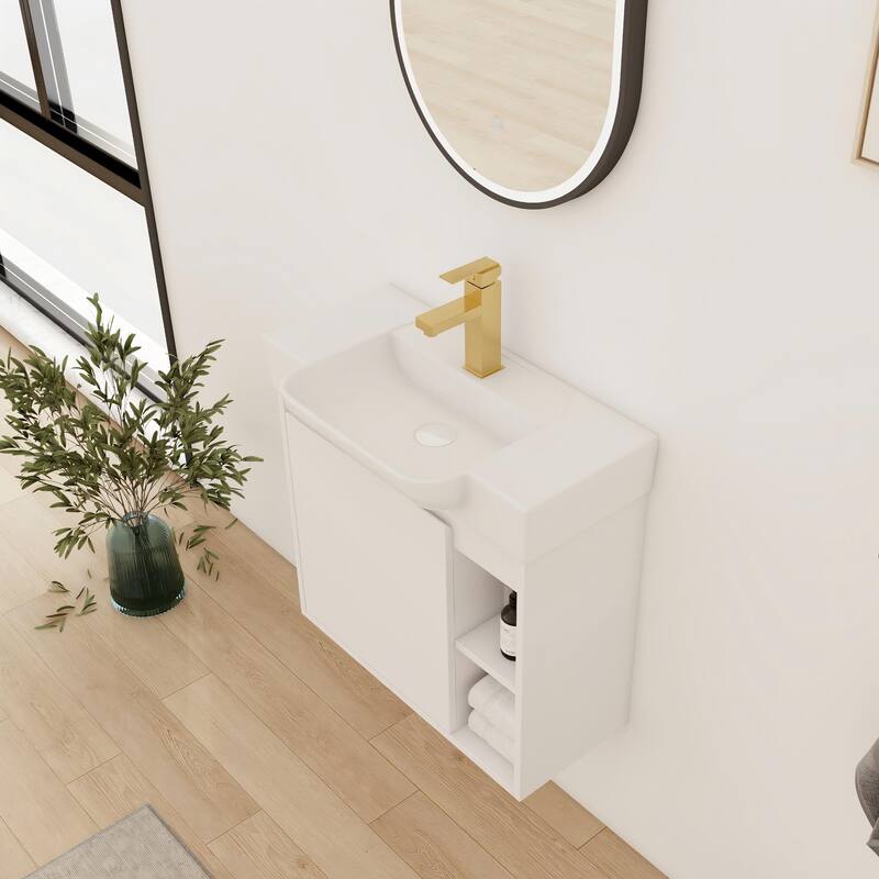 Bathroom Vanity With Sink In 24/28 Inch, Floating Bathroom Vanity With Soft Close Door