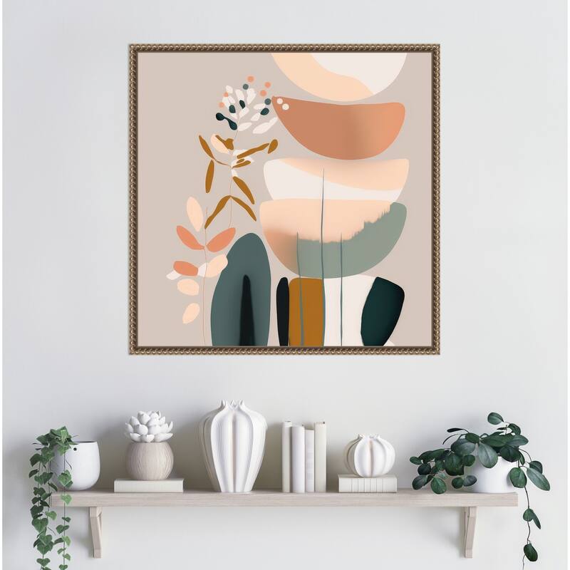 Balancing Shapes by Bella Eve Framed Canvas Wall Art Print - Sylvie Beaded Gold