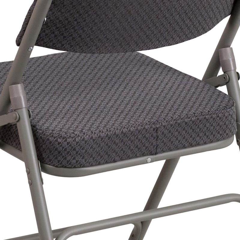 4 Pack Curved Triple Braced & Hinged Fabric Upholstered Metal Folding Chair