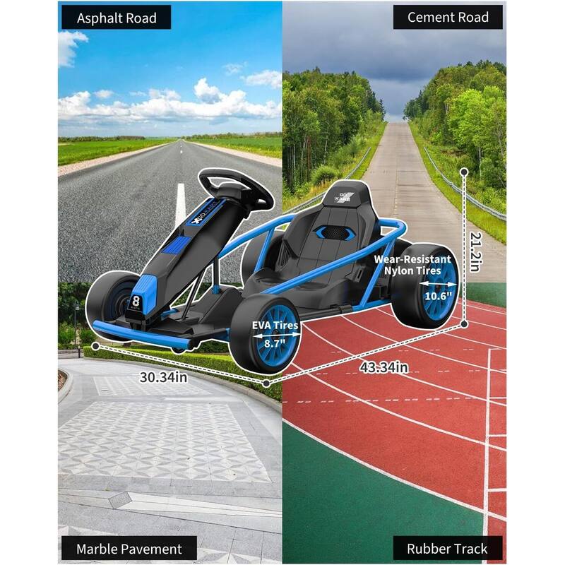 8MPH Fast Drifting Circling Car Ride On Go Kart for Kids Best Gift