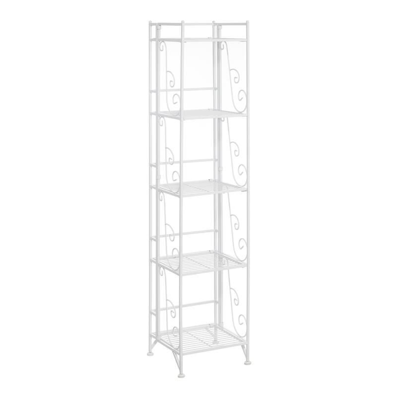 Convenience Concepts Xtra Storage 5 Tier Folding Metal Shelf with Scroll Design