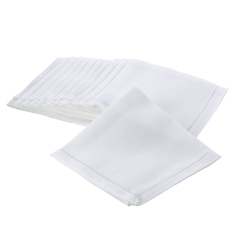 Hemstitched Border Napkins (Set of 12) - 20"x20" - White