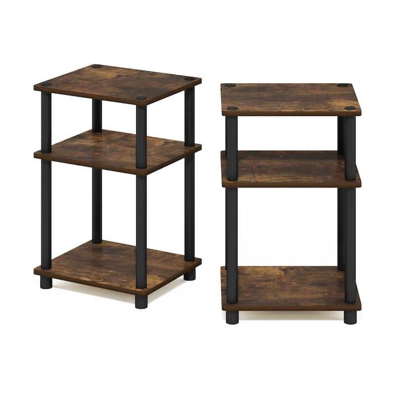 Furinno Just 3-Tier Turn-N-Tube End Table, 2-Pack